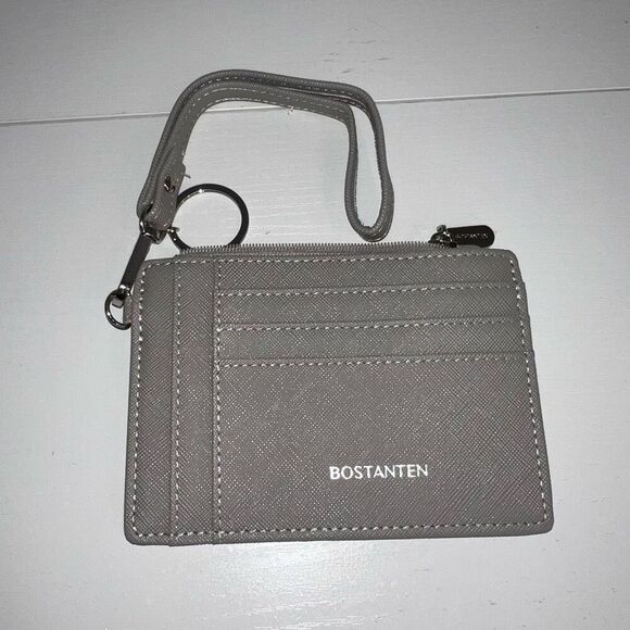 Bostanten Lomy Slim Wristlet Keychain Wallet With Zipper Pocket Gray Credit Card - Picture 1 of 6